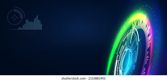 Abstrakter futuristischer Hintergrund mit geometrischen Elementen und Lichteffekten. Bildschirmdesign-Vorlage