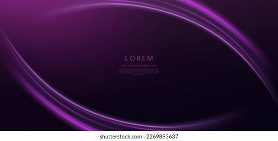 Abstract futuritic neon light curved purple on dark purple background. You can use for ad, poster, template, business presentation. Vector illustration
