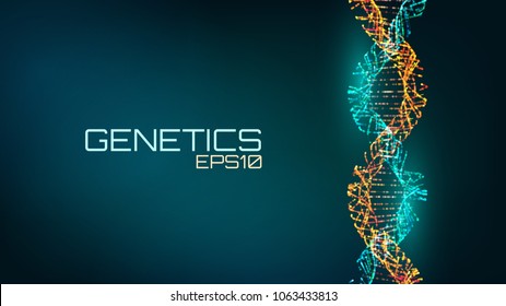 Abstract fututristic dna helix structure. Genetics biology science background. Future medical technology.