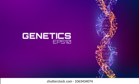 Abstract Fututristic Dna Helix Structure. Genetics Biology Science Background. Future Dna Technology.