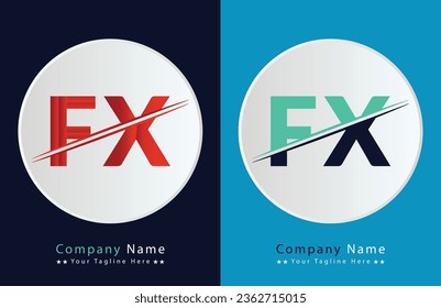 Resumen Plantilla de diseño del logotipo de la carta FX. Ilustración del logotipo del vector.