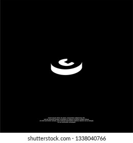 abstract G 3D logo letter in shadow shape design concept in black and white colors