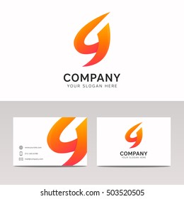 Abstract g letter company icon and number nine logo vector design