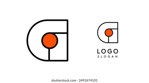 Abstract G letter logo with blue dots. Minimalist linear design, bold and clean letter monogram for corporate branding, tech startups, innovative businesses, and game apps. Vector illustration.