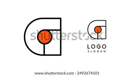 Abstract G letter logo with blue dots. Minimalist linear design, bold and clean letter monogram for corporate branding, tech startups, innovative businesses, and game apps. Vector illustration.