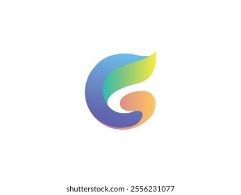 Abstract G Letter Logo with Subtle Curves. Logo in a flowing, organic shape, resembling a leaf or a flame. Letterform Fusion. Letter G Sleek and Modern Design. Graceful Motion. Symbol of Innovation.