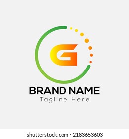 Resumen de la letra G diseño moderno del logotipo inicial con icono de burbuja.