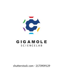 abstract G letter molecule icon vector concept design template web