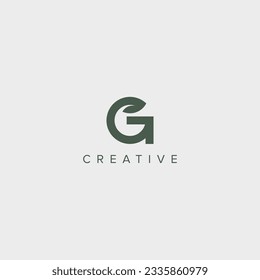 Abstract G letter nature logo with leaf template.