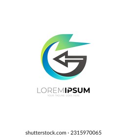Abstract G logo and thunder design technology, power icon