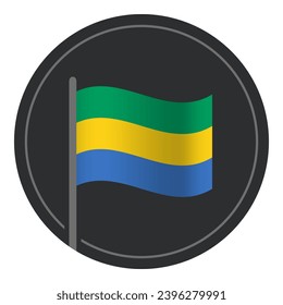 Abstract Gabon Flag Flat Icon in Circle Isolated on White Background