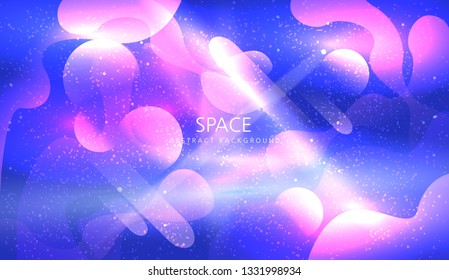 Abstract galaxy background. colorful spots and grunge splashes. waves, circles, shapes on a blue background. vector illustration