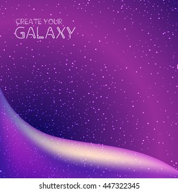 Abstract galaxy background with milky way, stardust, nebula and bright shining stars. Cosmic vector illustration