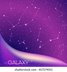 Abstract galaxy background with star constellations, milky way, stardust, nebula and bright shining stars. Cosmic design