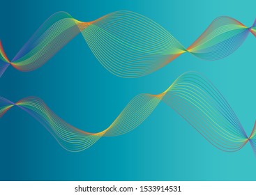 Abstract galaxy colorful lines on blue background. Vector illustration