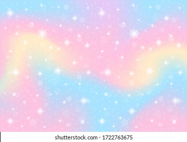 abstract galaxy fantasy unicorn. pastel sky with bokeh. rainbow background illustration vector.