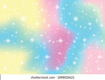 abstract galaxy fantasy unicorn. pastel sky with bokeh. rainbow background illustration vector.	