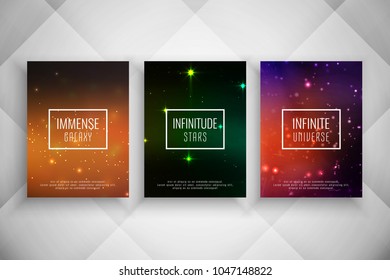 Abstract galaxy style brochure vector template set