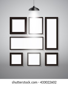Abstract Gallery Background with Lighting Lamp and Frame. Empty Space for Your Text or Object. EPS10