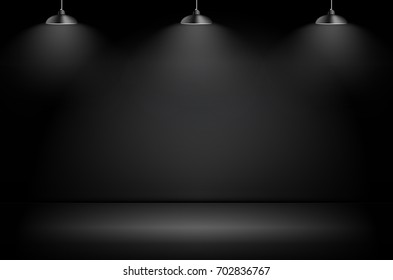 Fondo Abstractas de la Galería con la lámpara de la iluminación y el espacio vacío para su texto u objeto. Ilustración vectorial EPS10