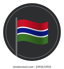 Abstract Gambia Flag Flat Icon in Circle Isolated on White Background