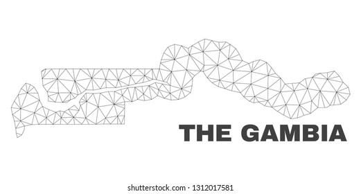 Abstract the Gambia map isolated on a white background. Triangular mesh model in black color of the Gambia map. Polygonal geographic scheme designed for political illustrations.