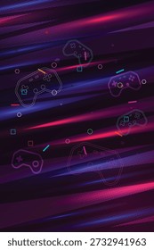 Abstract game background with blue pink light. Suit for esports and gaming competition. Vertical Backgrounds