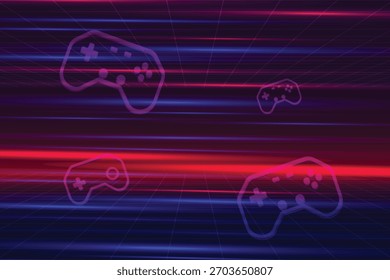 Fundo abstrato do jogo. Fundo de ficção científica retro, grade futurista dos anos 80, textura cibernética digital, ilustração 3D.