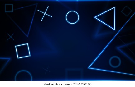 Abstract Game Light Out Technology And With Neon Triangles. Hitech Communication Concept Innovation Background,  Vector Design