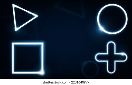 Abstract Game Light out technology and with neon triangles. Hitech communication concept innovation background, vector design