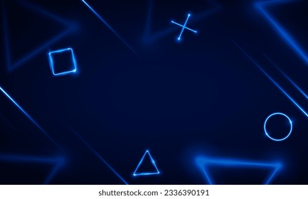 Abstract Game Light out technology and with neon triangles. Hitech communication concept innovation background, vector design