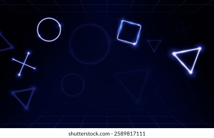 Abstract Game Light out technology and with neon triangles. Hitech communication concept innovation background, vector design