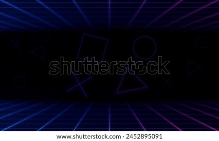 Abstract Game Light out technology and with neon horizontal checkered surface Light of technology background Hitech communication concept innovation background, vector design 