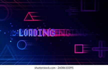 Abstract Game Loading speed Light out technology and with neon triangles. Hitech communication concept innovation background, vector design