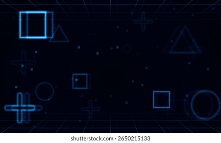 Abstract Game Loading speed Light out technology and with neon triangles. Hitech communication concept innovation background, vector design