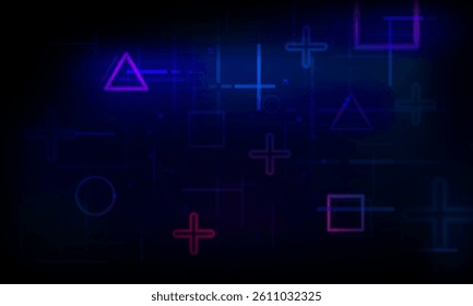Abstract Game speed Light out technology and with neon triangles. Hitech communication concept innovation background, vector design