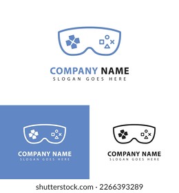 Abstract gaming stick and video game logo design template. vector illustration.