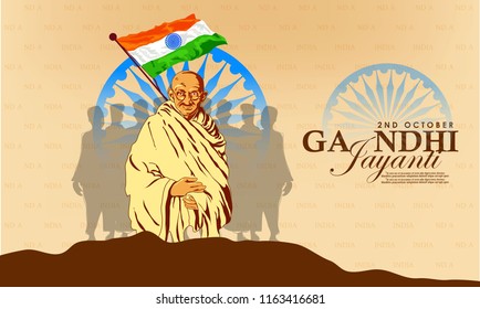 Abstract for Gandhi Jayanti is a national festival celebrated, 2nd October with  creative design illustration in background