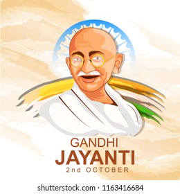 Abstract for Gandhi Jayanti is a national festival celebrated, 2nd October with  creative design illustration in background