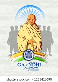 Abstract for Gandhi Jayanti is a national festival celebrated, 2nd October with  creative design illustration in background