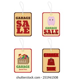abstract garage sale objects on a white background