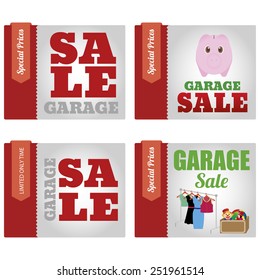 abstract garage sale objects on a white background