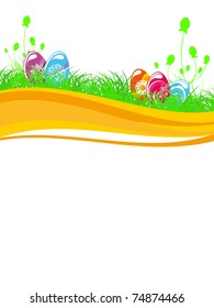 abstrakter Gartenhintergrund mit buntem Ei, Vektorsymbol