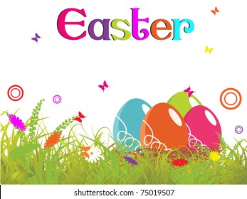 abstract garden background with colorful egg, vector illustration