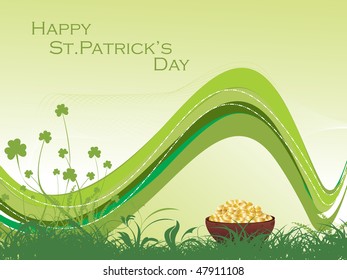 abstract garden background with gold coins earthenware