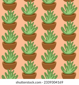 Abstract garden decoration pot plant seamless pattern background, Vector