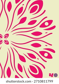 Geometria abstrata do jardim, Poster gráfico com simetria orgânica e paleta vibrante, Poster floral abstrato em magenta, azul-petróleo e bege.