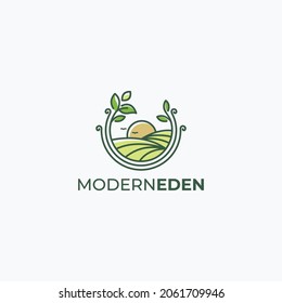 vector de diseño de logotipo de jardín abstracto