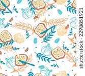 Abstract Garlic Bread Toast Snack Vector Graphic Seamless Pattern can be use for background and apparel design