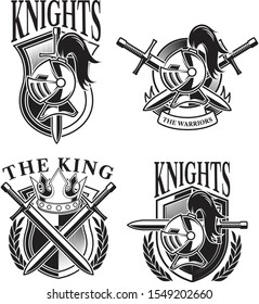 abstract gary colour set knight emblem logo design template
